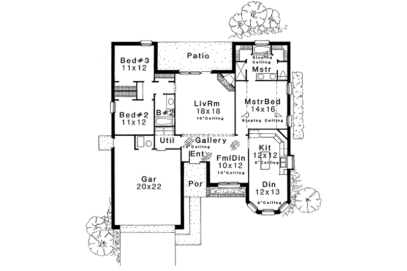 Dream House Plan - Floor Plan - Main Floor for Ranch House Plan #310-1042 - 3 bed, 2 bath