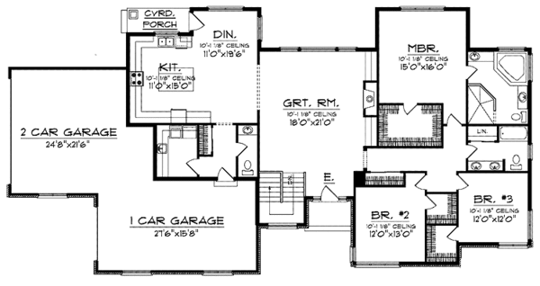 House Plan Design - Ranch Floor Plan - Main Floor Plan #70-1402