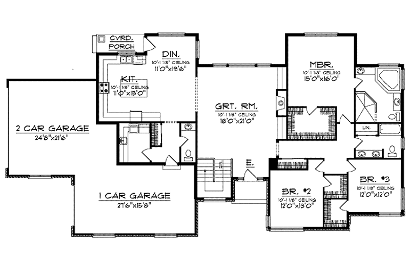 Home Plan - Floor Plan - Main Floor for Ranch House Plan #70-1402 - 3 bed, 2.5 bath