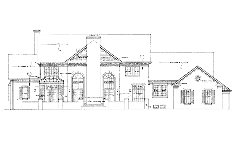 Home Plan - Exterior - Rear Elevation for Classical House Plan #72-857 - 5 bed, 3 bath