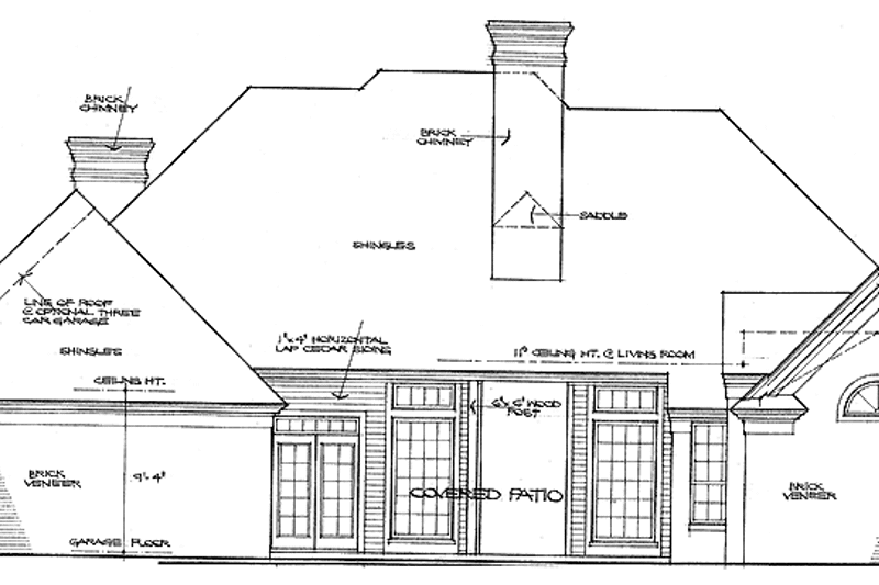 Architectural House Design - Exterior - Rear Elevation for Ranch House Plan #310-1172 - 4 bed, 3.5 bath