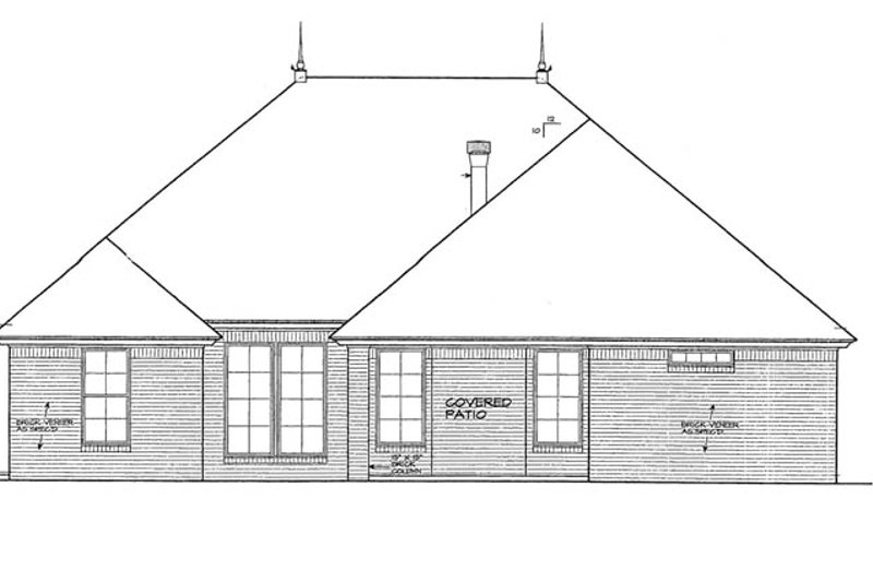 Architectural House Design - Exterior - Rear Elevation for European House Plan #310-1259 - 3 bed, 2 bath