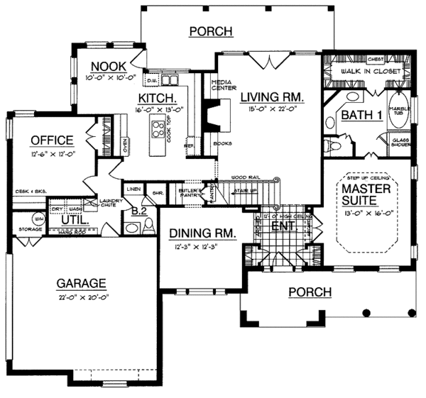 Dream House Plan - Traditional Floor Plan - Main Floor Plan #40-491