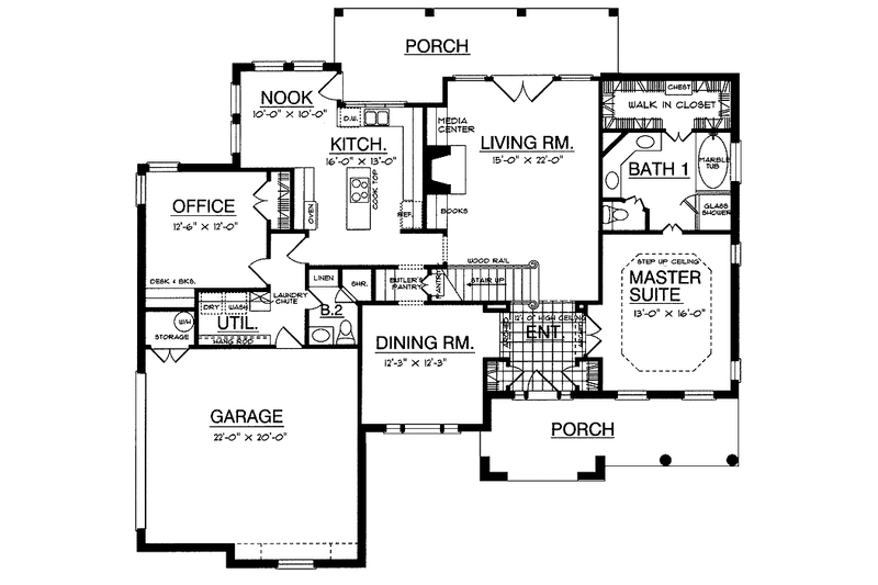 Home Plan - Floor Plan - Main Floor for Traditional House Plan #40-491 - 3 bed, 2.5 bath