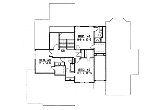 Floor Plan - Upper Floor for Traditional House Plan #67-825 - 4 bed, 3 bath