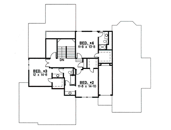 Traditional Floor Plan - Upper Floor Plan #67-825