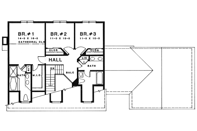 Home Plan - Floor Plan - Upper Floor for Colonial House Plan #1001-123 - 3 bed, 2.5 bath