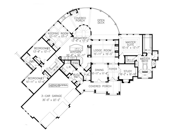Architectural House Design - Craftsman Floor Plan - Main Floor Plan #54-511