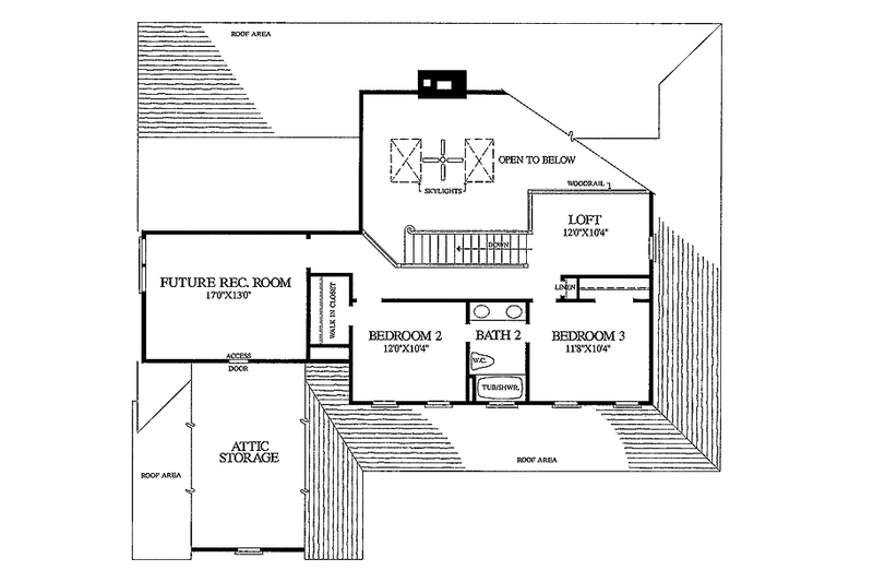 Architectural House Design - Floor Plan - Upper Floor for Country House Plan #137-327 - 3 bed, 2.5 bath