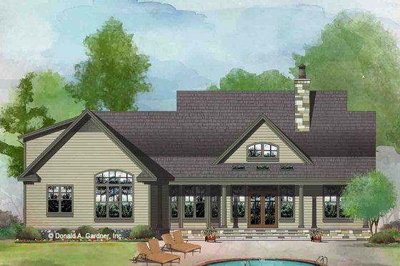 Exterior - Rear Elevation 2 for Farmhouse House Plan #929-1044 - 3 bed, 2 bath