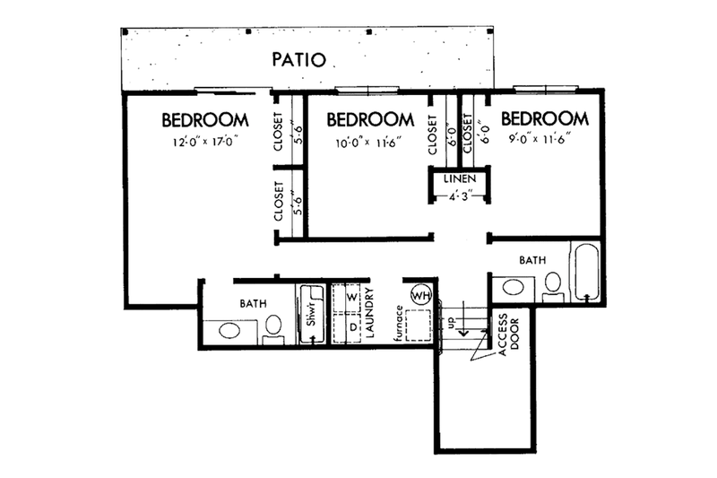 House Plan Design - Floor Plan - Lower Floor for Prairie House Plan #320-1190 - 3 bed, 2.5 bath