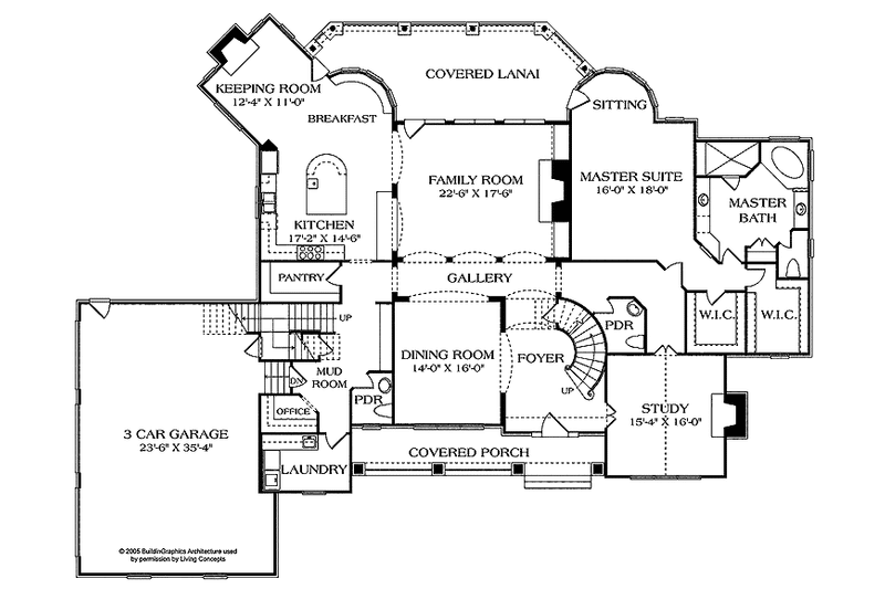 Dream House Plan - Floor Plan - Main Floor for Country House Plan #453-460 - 4 bed, 4 bath