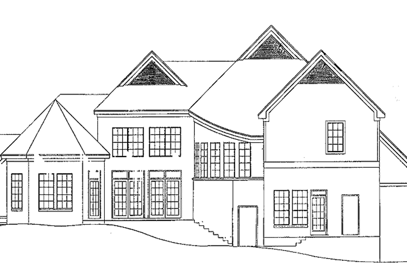 House Blueprint - Exterior - Rear Elevation for Colonial House Plan #952-27 - 4 bed, 3.5 bath