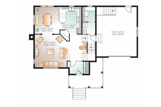 Floor Plan - Main Floor for Country House Plan #23-2509 - 3 bed, 1.5 bath