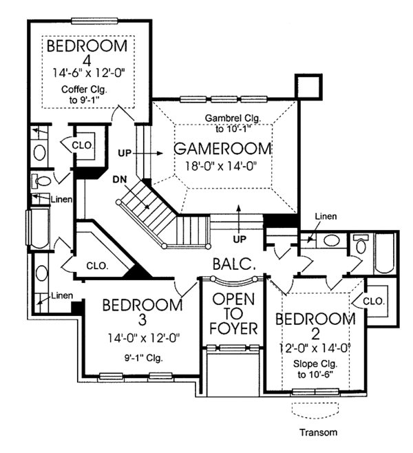House Design - European Floor Plan - Upper Floor Plan #974-51