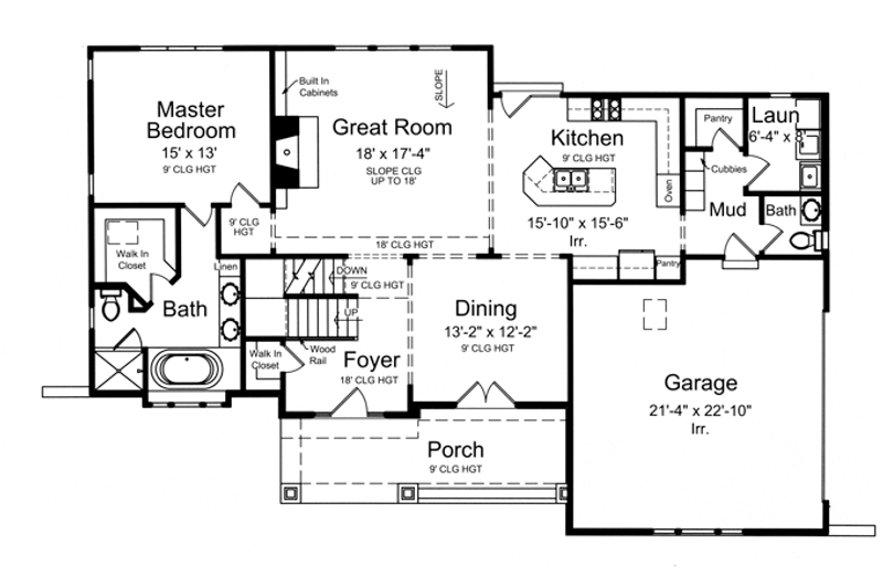 Home Plan - Floor Plan - Main Floor for Craftsman House Plan #46-830 - 3 bed, 2.5 bath