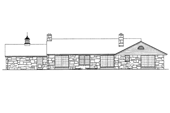 Exterior - Rear Elevation for Ranch House Plan #72-594 - 4 bed, 2.5 bath