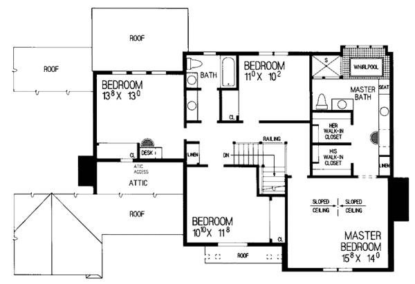 House Design - Country Floor Plan - Upper Floor Plan #72-867