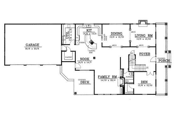 Floor Plan - Main Floor for Colonial House Plan #101-206 - 4 bed, 3.5 bath