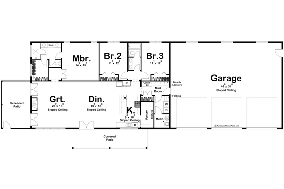 Floor Plan - Main Floor for Barndominium House Plan #455-639 - 3 bed, 2 bath