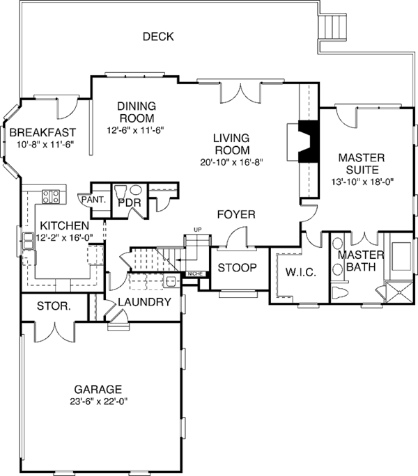 Architectural House Design - Traditional Floor Plan - Main Floor Plan #453-122