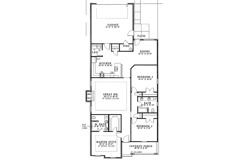 Home Plan - Floor Plan - Main Floor for Ranch House Plan #17-2979 - 3 bed, 2 bath