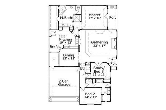 Floor Plan - Main Floor for European House Plan #411-349 - 3 bed, 2 bath