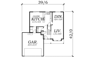 Floor Plan - Main Floor for Traditional House Plan #130-114 - 3 bed, 2.5 bath
