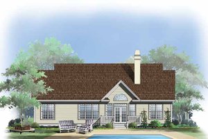 Exterior - Rear Elevation for Country House Plan #929-429 - 3 bed, 2 bath