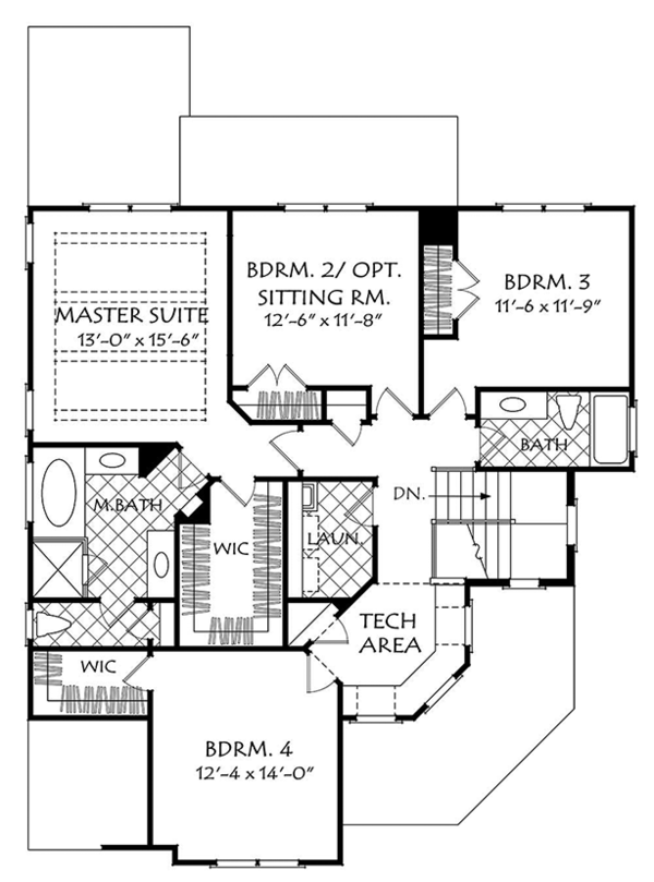 House Blueprint - European Floor Plan - Upper Floor Plan #927-979
