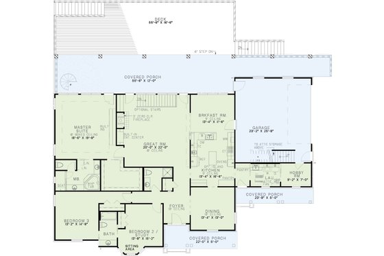 Floor Plan - Main Floor for Colonial House Plan #17-167 - 4 bed, 4 bath