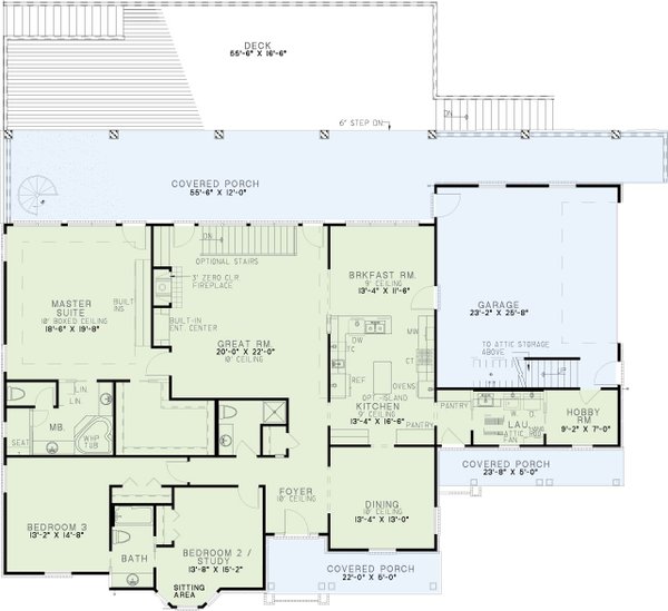 Architectural House Design - Colonial Floor Plan - Main Floor Plan #17-167