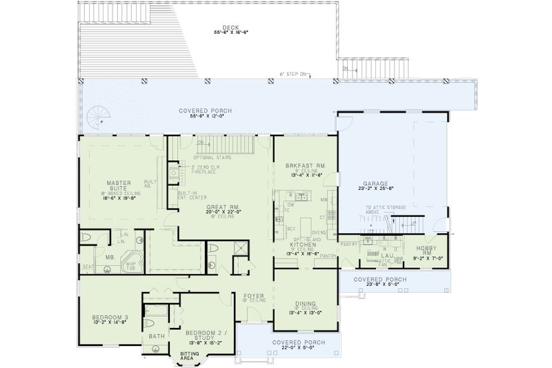 Dream House Plan - Floor Plan - Main Floor for Colonial House Plan #17-167 - 4 bed, 4 bath