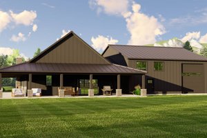 Exterior - Rear Elevation for Country House Plan #1064-242 - 3 bed, 2 bath