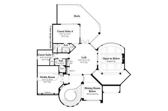 Floor Plan - Upper Floor for Mediterranean House Plan #930-442 - 5 bed, 6 bath