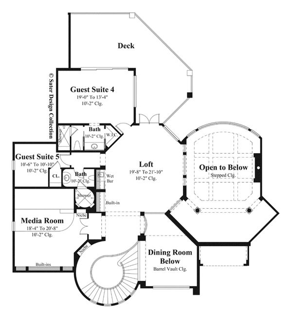 Architectural House Design - Mediterranean Floor Plan - Upper Floor Plan #930-442