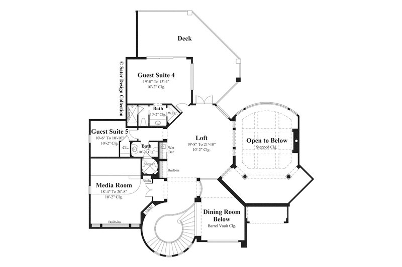 Architectural House Design - Floor Plan - Upper Floor for Mediterranean House Plan #930-442 - 5 bed, 6 bath