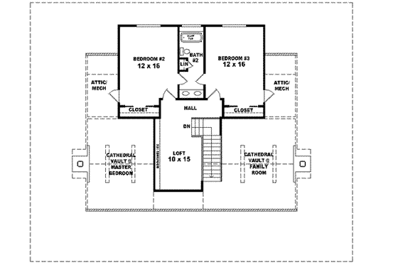 Floor Plan - Upper Floor for Country House Plan #81-493 - 3 bed, 2.5 bath