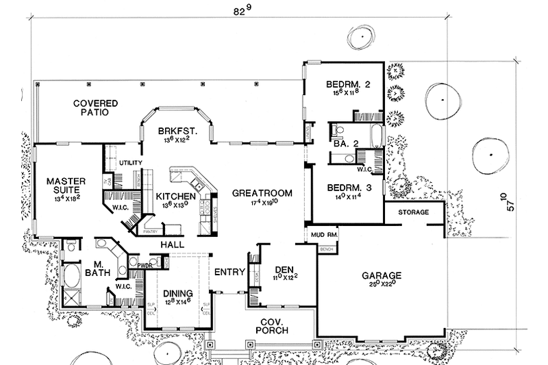 Dream House Plan - Floor Plan - Main Floor for Country House Plan #472-356 - 3 bed, 2.5 bath