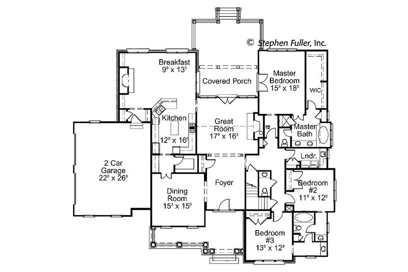Home Plan - Floor Plan - Main Floor for Colonial House Plan #429-393 - 3 bed, 2.5 bath