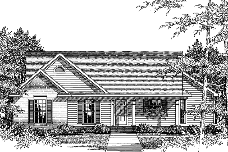 Dream House Plan - Exterior - Front Elevation 3 for Ranch House Plan #952-226 - 3 bed, 2 bath