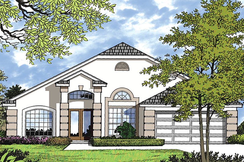 Dream House Plan - Exterior - Front Elevation 3 for Mediterranean House Plan #417-843 - 3 bed, 2 bath