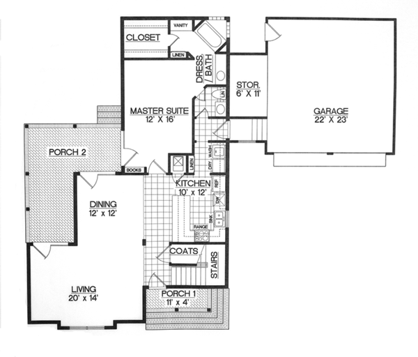 House Blueprint - Country Floor Plan - Main Floor Plan #45-399
