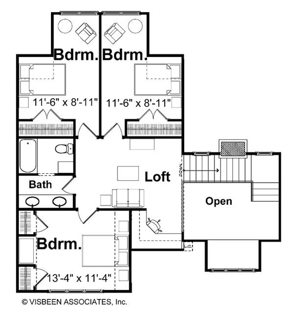 Country Floor Plan - Upper Floor Plan #928-47