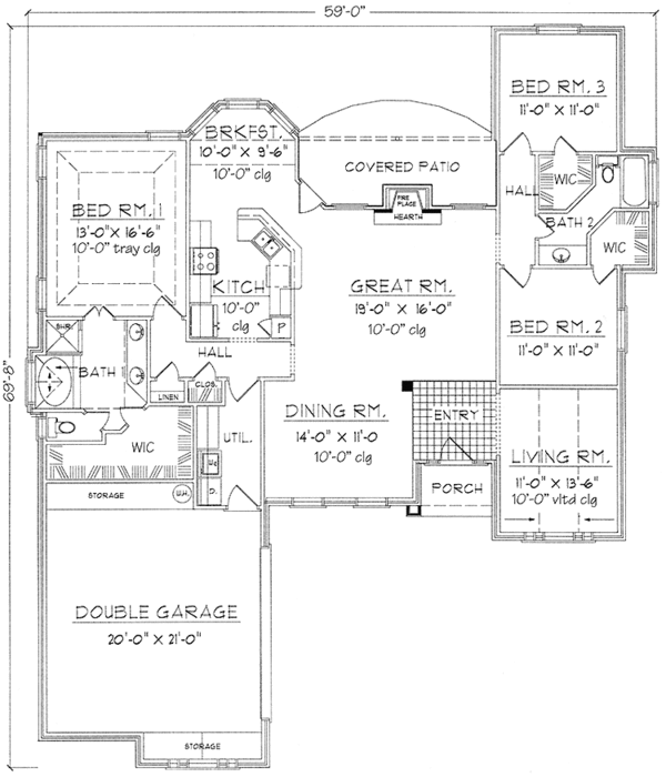 Architectural House Design - Country Floor Plan - Main Floor Plan #42-693