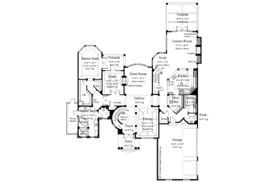 Floor Plan - Main Floor for Mediterranean House Plan #930-275 - 4 bed, 4.5 bath