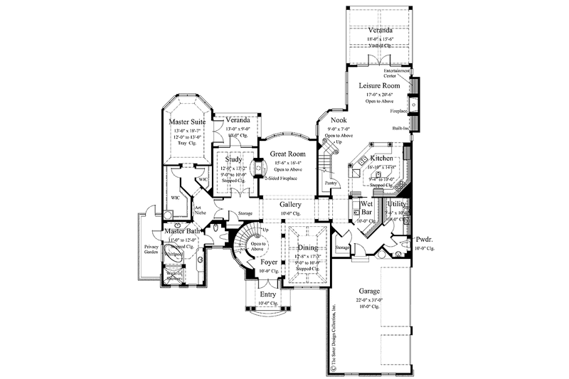House Design - Floor Plan - Main Floor for Mediterranean House Plan #930-275 - 4 bed, 4.5 bath