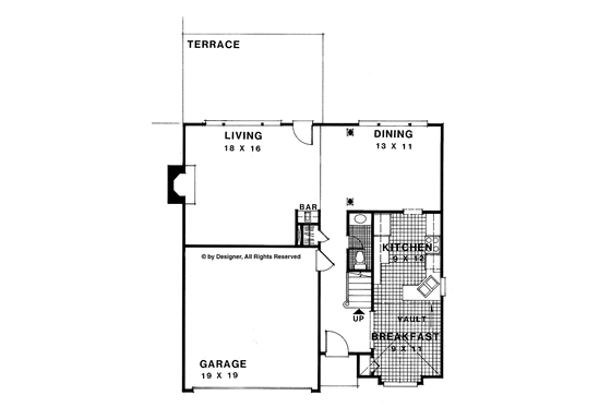 Floor Plan - Main Floor for Traditional House Plan #56-663 - 3 bed, 2.5 bath