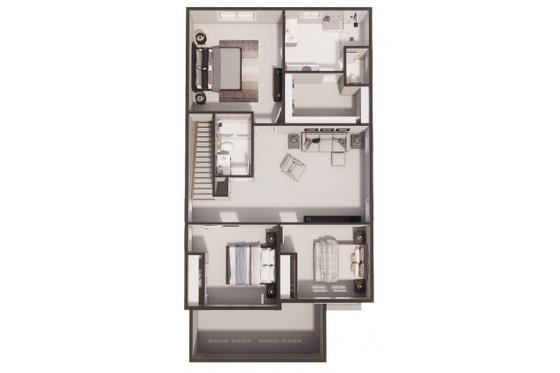 Floor Plan - Upper Floor 1 for Craftsman House Plan #51-1515 - 3 bed, 2.5 bath