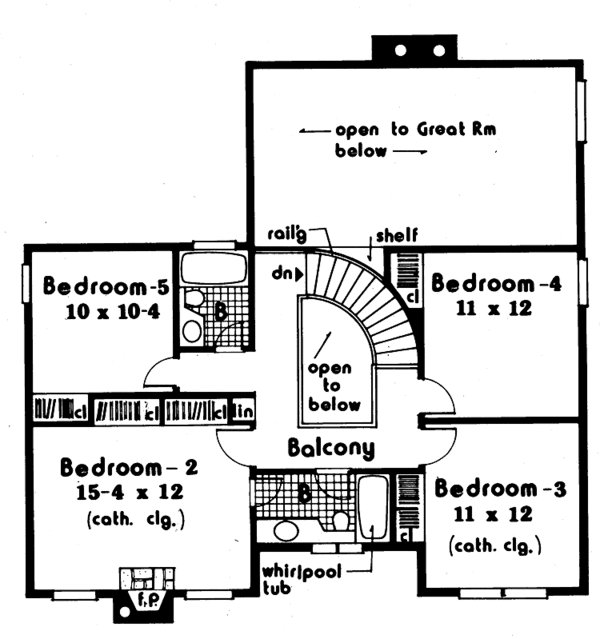 House Blueprint - Traditional Floor Plan - Upper Floor Plan #3-331